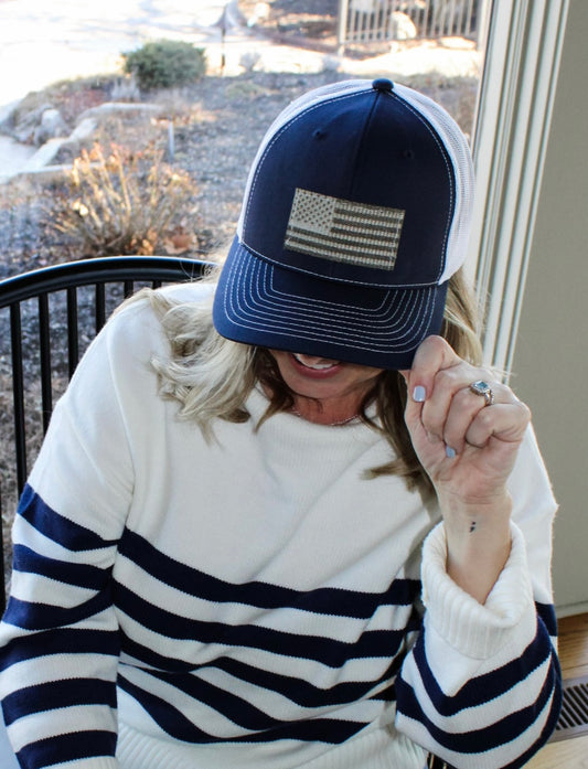 AMERICAN FLAG FIREHOSE PATCH SNAPBACK HAT image 1